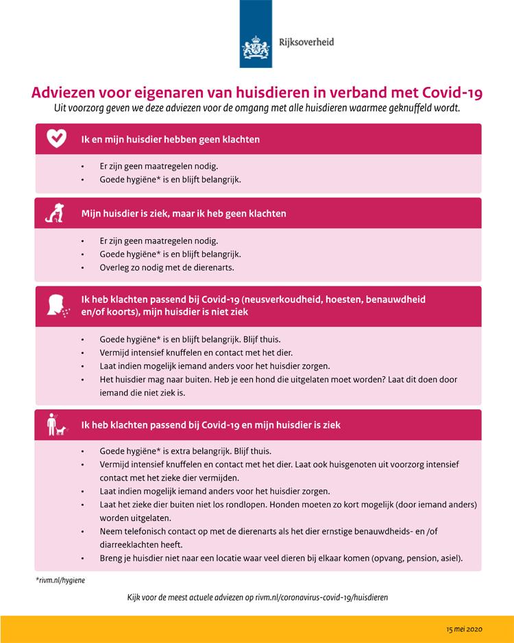 Advies voor eigenaren van huisdieren in verband met COVID-19